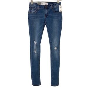 RSQ Ibiza Skinny Jeans‎ Womens 1 Medium Wash Blue Distressed Ripped Denim JDP954